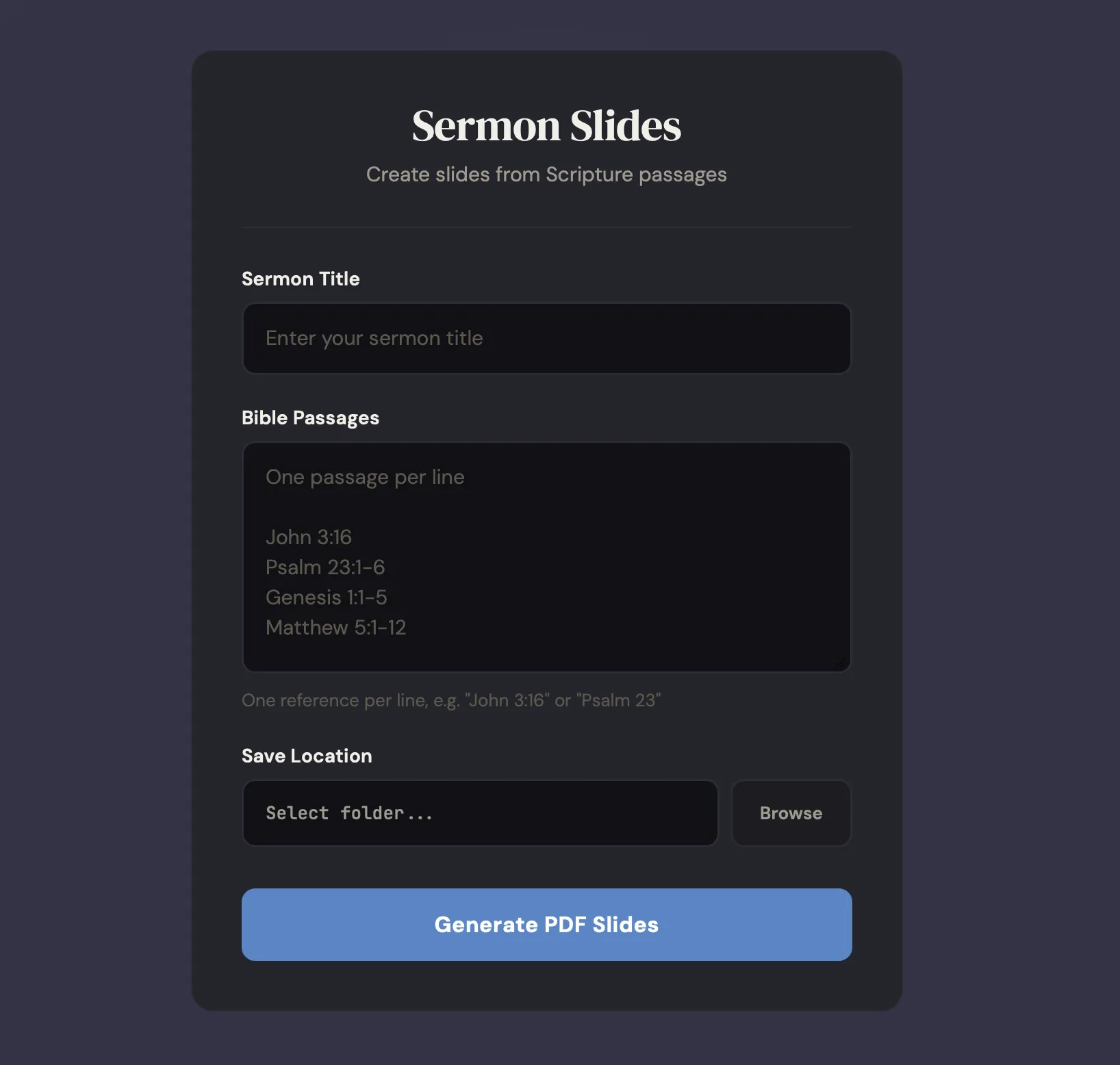 Sermon Slides Generator screenshot